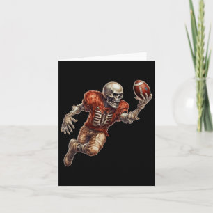Skelett Playing Football Cool Touchdown Halloween Karte