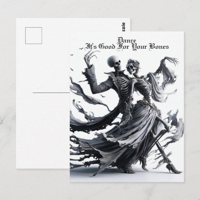 Skelett Postkarte (Vorne/Hinten)