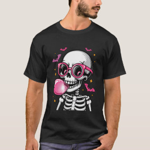 Skelett pustet Kaugummi lustiger Halloween-Streich T-Shirt