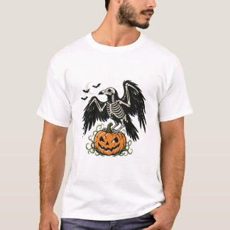 Skelett Rabe Kürbis Halloween T-Shirt