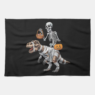 Skelett-Reit-Mumie-Dinosaurier-T-Rex-Halloween-Spa Geschirrtuch