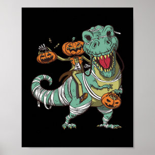 Skelett reiten Jurassic Dinosaur Halloween Grunge Poster