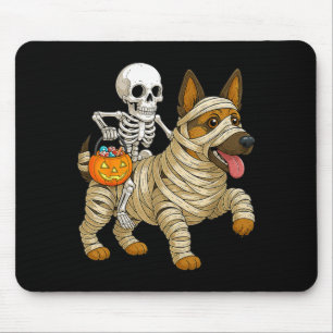 Skelett reitende Mumie Deutscher Schäferhund Mousepad