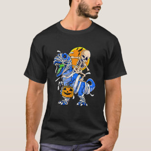 Skelett reitende Mumie Dinosaurier rex Halloween K T-Shirt