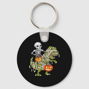 Skelett reitende Mumie Dinosaurier T Rex Halloween Schlüsselanhänger
