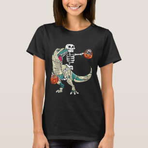 Skelett-Reitende-Mumie-Dinosaurier-T-Rex-Halloween T-Shirt