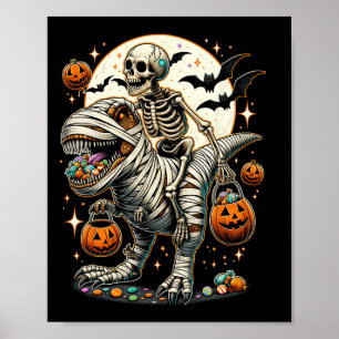 Skelett-Reitende-Mumie-Dinosaurier-T-Rex-Kinder-Ju Poster