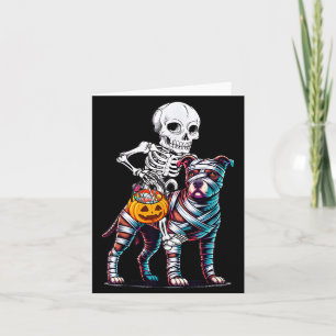 Skelett-Reitende-Mumie-Pitbull-Hund-Halloween-lust Karte