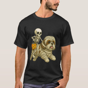 Skelett-Reitende-Mumie-Shih-Tzu-Hund-Halloween-lus T-Shirt