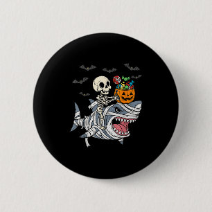 Skelett-Reitende-Mumien-Hai-Halloween-Jungen-Toddl Button