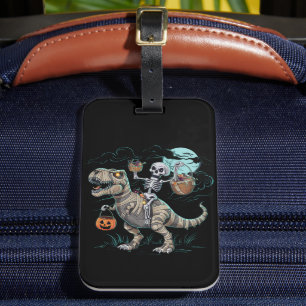 Skelett Reitender Dinosaurier T Rex Halloween Kürb Gepäckanhänger