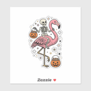 Skelett Reitender Flamingo Halloween Süßigkeiten S Aufkleber
