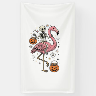 Skelett Reitender Flamingo Halloween Süßigkeiten S Banner