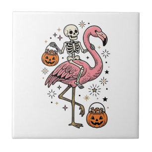 Skelett Reitender Flamingo Halloween Süßigkeiten S Fliese