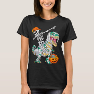 Skelett Reitet Tanzender Dab Dinosaurier T Rex Hal T-Shirt