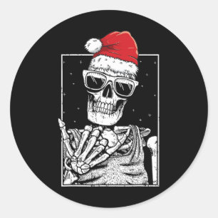 Skelett Rock Hand Halloween Weihnachten Rockmusik Runder Aufkleber