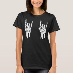 Skelett, Rock on Hands, Halloween, Männer Frauen K T-Shirt
