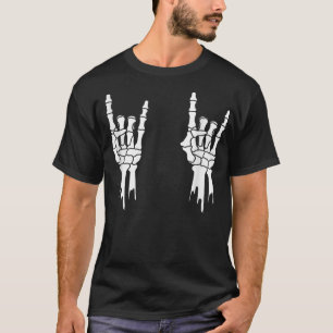 Skelett, Rock on Hands, Halloween, Männer Frauen K T-Shirt