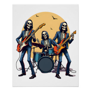 Skelett-Rockband � Lustiges Halloween-Shirt Poster