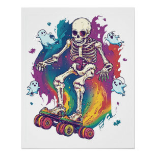 Skelett-Rollschuhläufer Poster