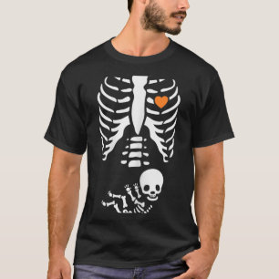 Skelett-Röntgen-Halloween-Kostüm schwangere Frauen T-Shirt