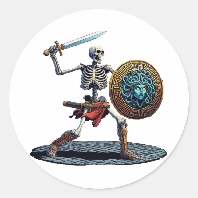Skelett Runder Aufkleber (Vorderseite)