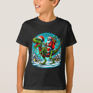 Skelett Santa reitet T Rex Dinosaur lustiges Chris T-Shirt