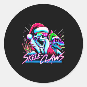 Skelett Santa Reitet T Rex Dinosaurier Lustiges We Runder Aufkleber