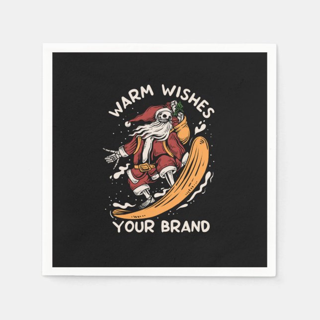 skelett-santa-spiel-snowboarden-schnee-winter-ti serviette (Vorderseite)