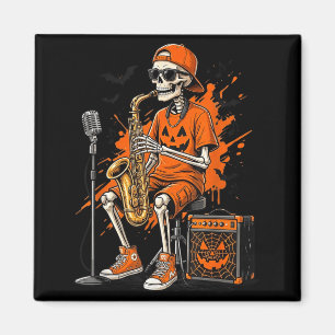 Skelett Saxophon Halloween Lustiger Saxophonist Mä Magnet