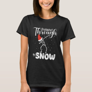 Skelett-Schädel-Dabbing-durch-den-Schnee-Spaß-Weih T-Shirt