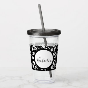 Skelett-Schädel-Kürbis-Schriftzug mit Monogramm Ac Acryltrinkbecher