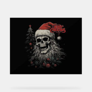 Skelett-Schädel Lustiges Frohe Weihnachten Santa P Acrylschild