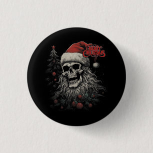 Skelett-Schädel Lustiges Frohe Weihnachten Santa P Button