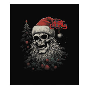 Skelett-Schädel Lustiges Frohe Weihnachten Santa P Fotodruck
