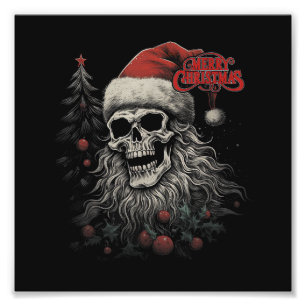 Skelett-Schädel Lustiges Frohe Weihnachten Santa P Fotodruck