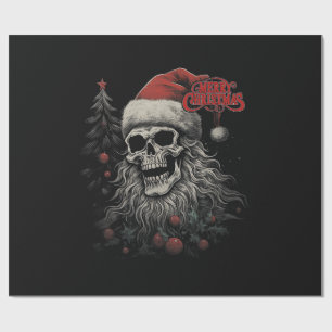 Skelett-Schädel Lustiges Frohe Weihnachten Santa P Geschenkpapier