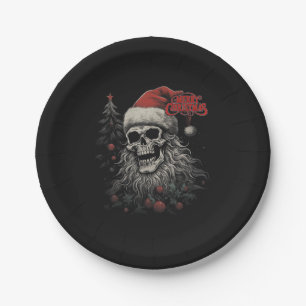 Skelett-Schädel Lustiges Frohe Weihnachten Santa P Pappteller