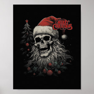 Skelett-Schädel Lustiges Frohe Weihnachten Santa P Poster
