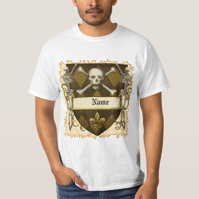Skelett Schild   T-Shirt (Vorderseite)