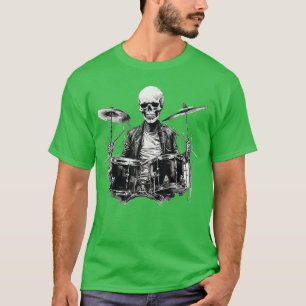 Skelett-Schlagzeuger-Typ Rock And Roll Band Rock O T-Shirt
