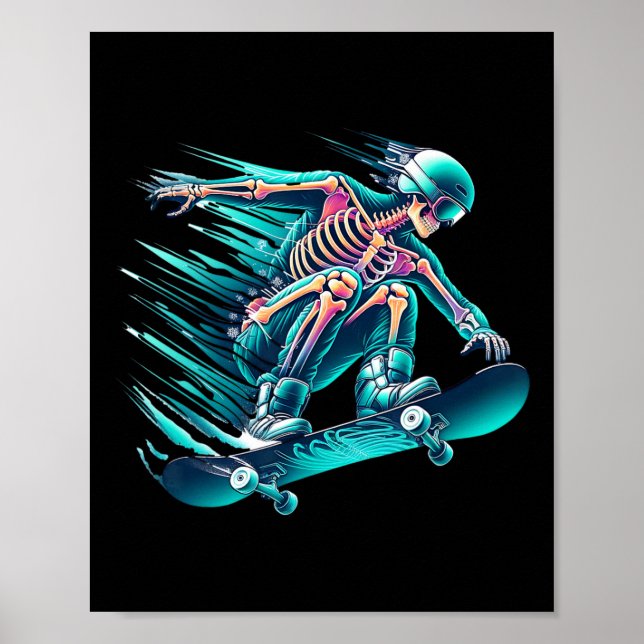 Skelett-Schlittschuhlauf-Geschwindigkeit Cool Poster (Vorne)