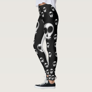 Skelett Schwarz-weiße Leggings Teenager lange