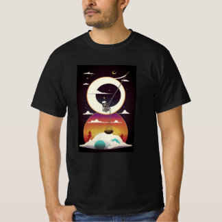 Skelett schwingt auf einem Mond T-Shirt