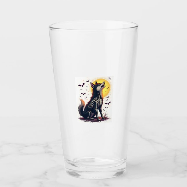 Skelett-Shiba-Schrei Glas (Vorderseite)