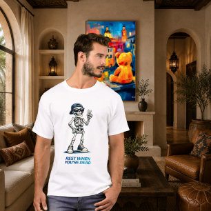Skelett-Sieg-Zeichen Lustiges Humor-Design T-Shirt