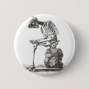 Skelett Sitting Anatomie Illustration Button