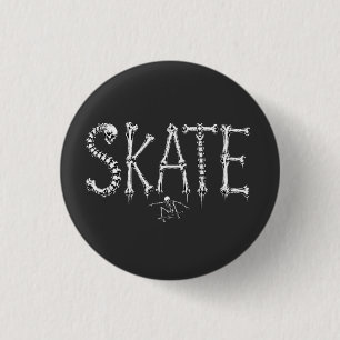Skelett SKATE Horror Design Button