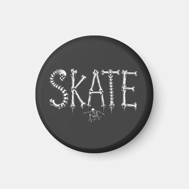 Skelett SKATE Horror Design Magnet (Vorne)