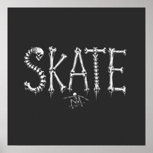 Skelett SKATE Horror Design Poster